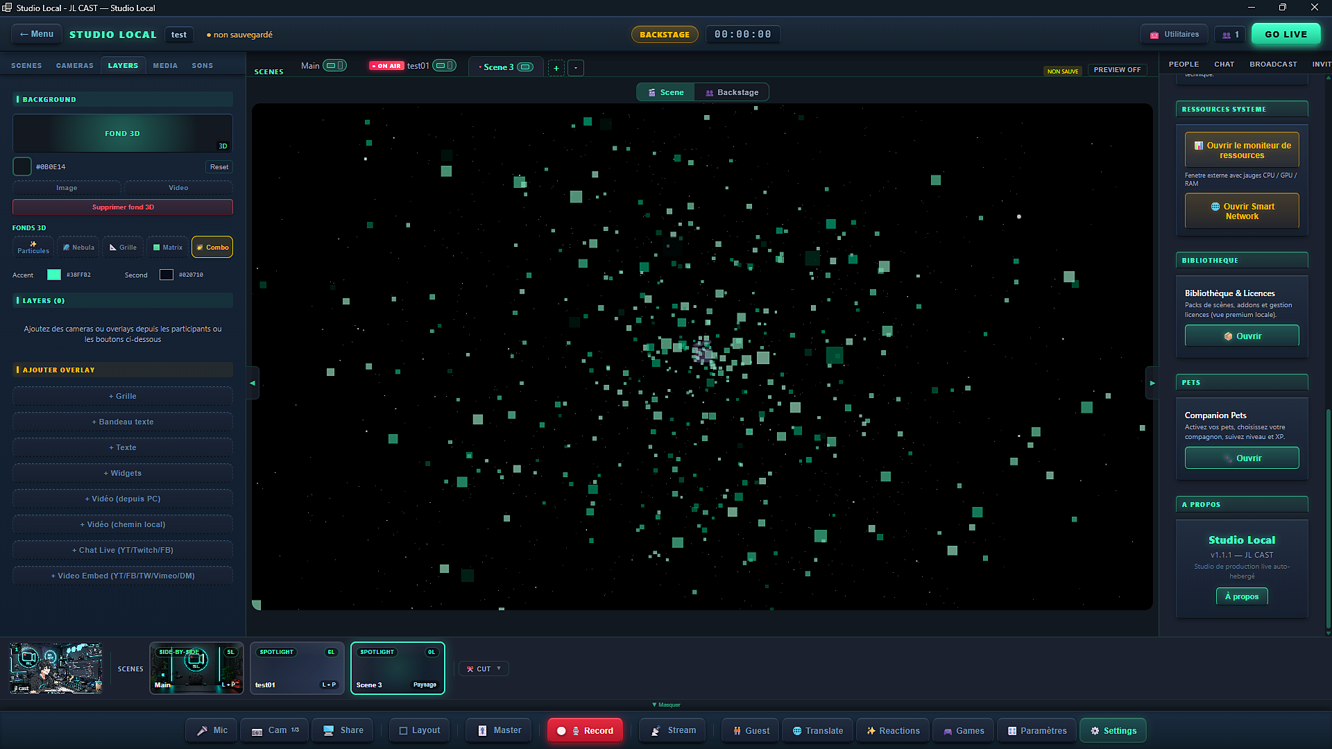 Fond 3D Combo dans Studio Local